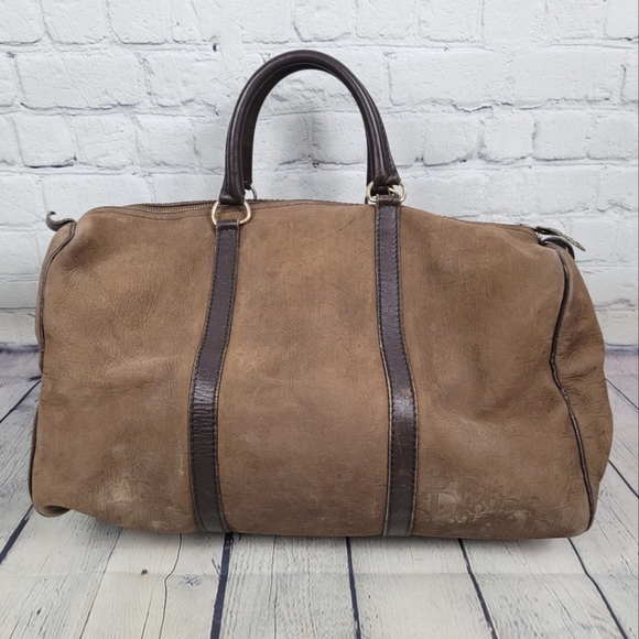 CHRISTIAN DIOR | vintage debossed suede monogram luxury trotter boston bag - Picture 2 of 16
